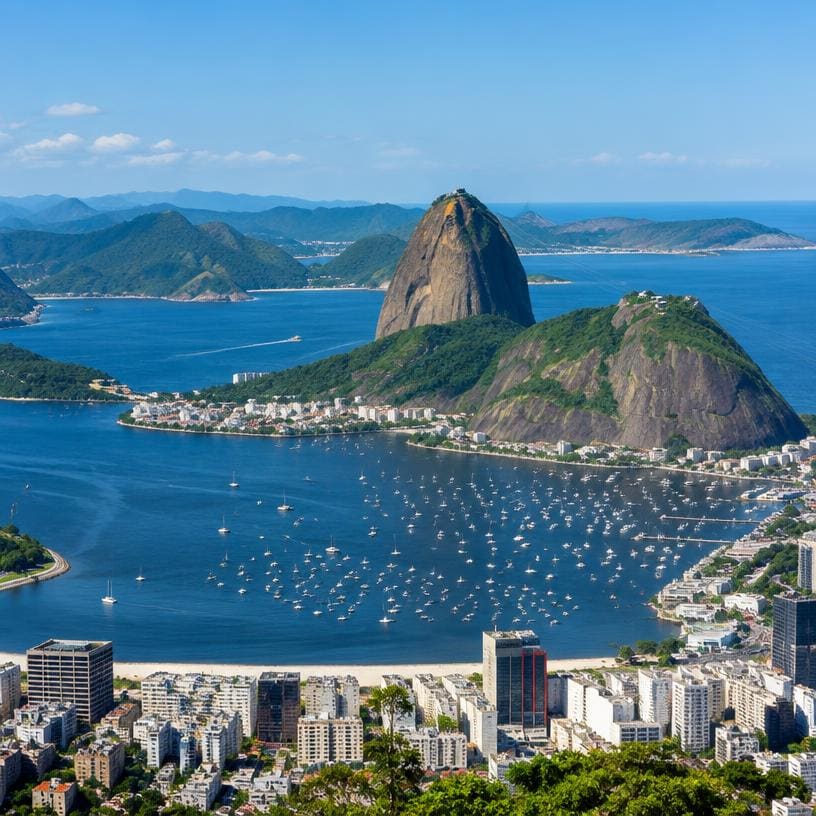 Sugarloaf Mountain and the bay in Rio de Janeiro