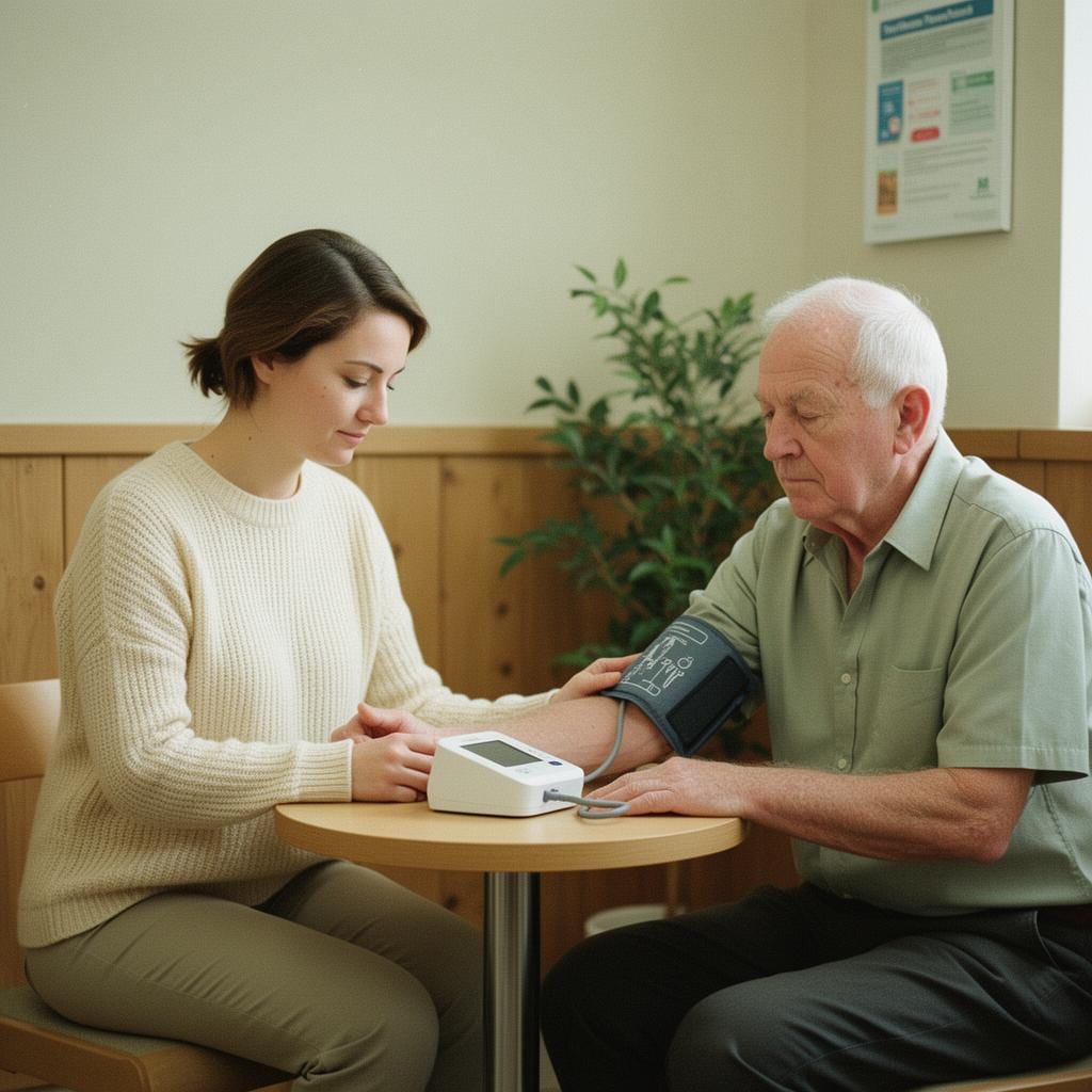Blood pressure check in a pharmacy